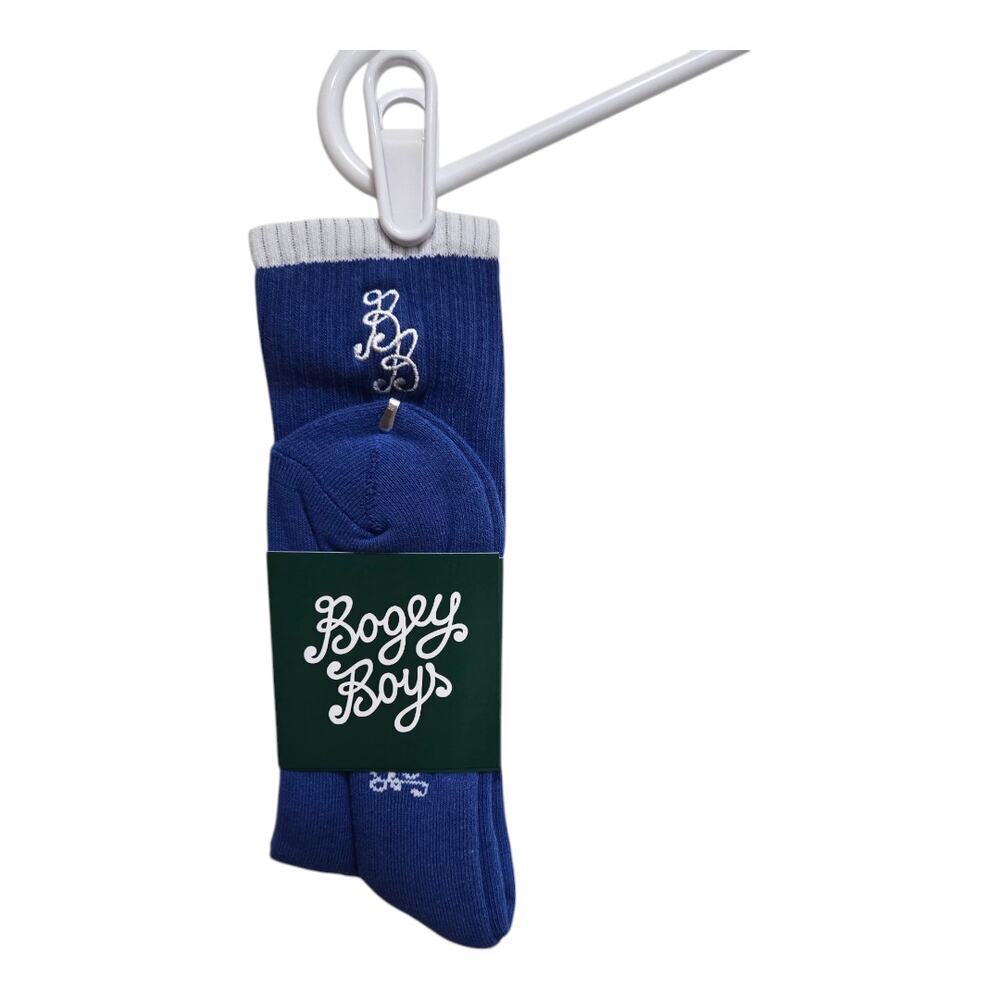 Bogey Boys Blue Crew Socks M/L 9–12 Logo NWT